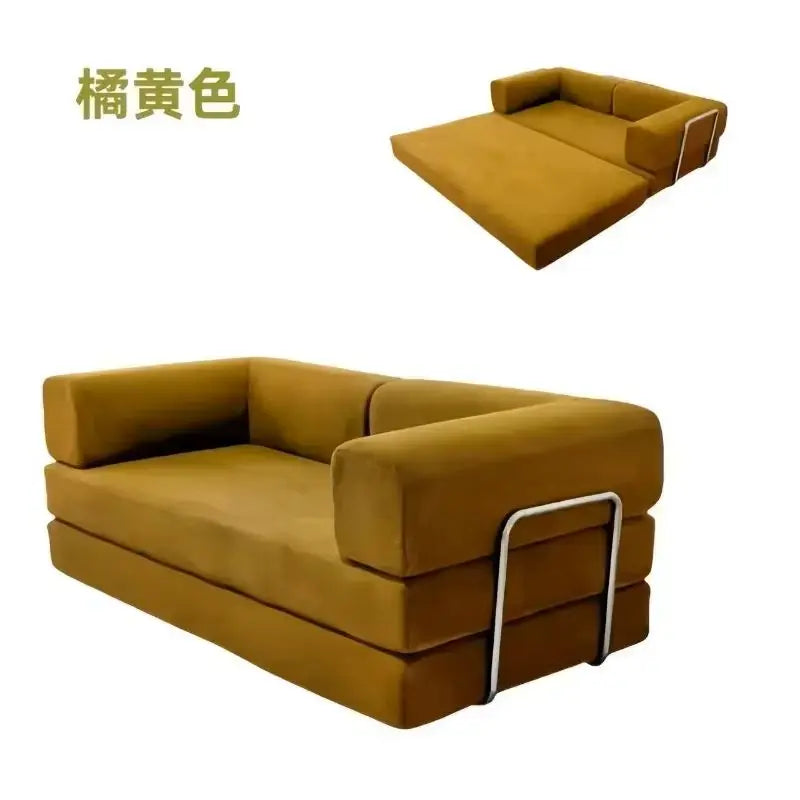 European Retro High-End Corduroy Sofa Bed, Foldable & Customizable Living Room Furniture