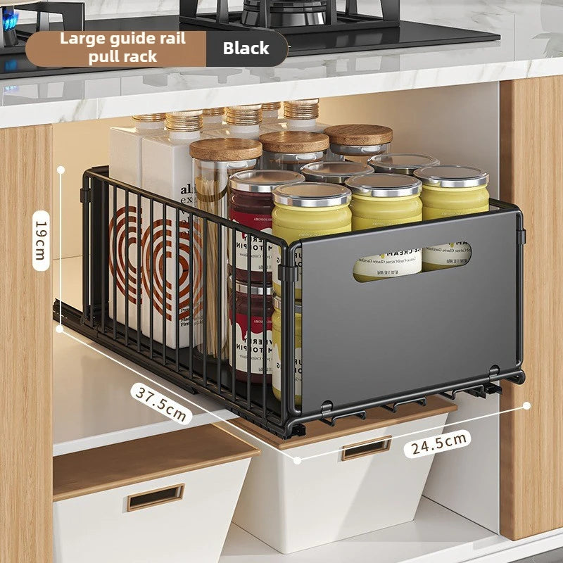 Non-Perforated Folding Cabinet with Pull-out Basket for Kitchen Sink & Snack Storage