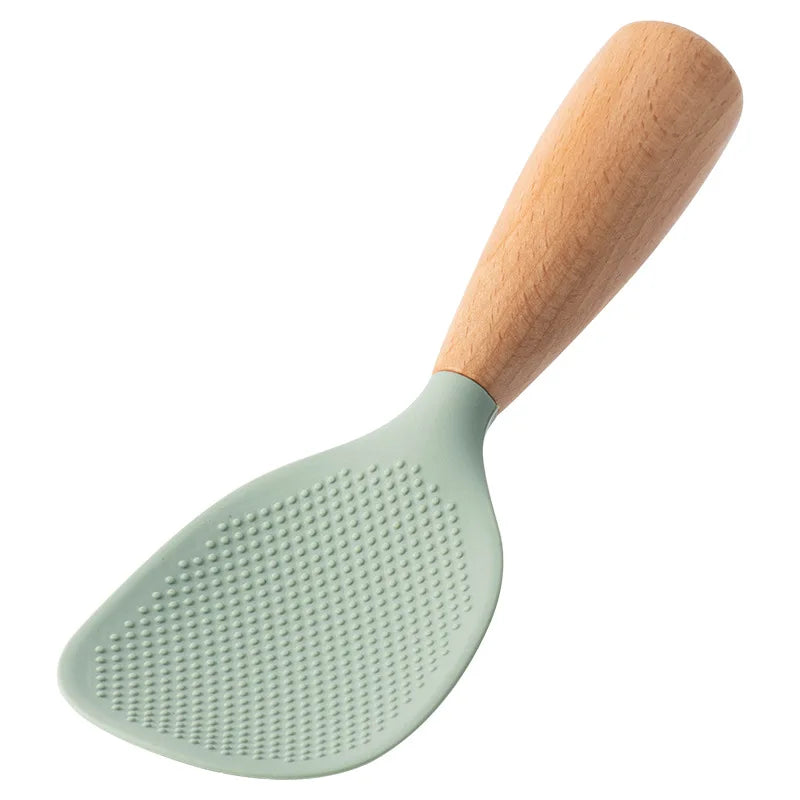 Silicone Spatula with Wooden Handle, Heat-Resistant Non-Stick Cooking Spoon for Kitchen