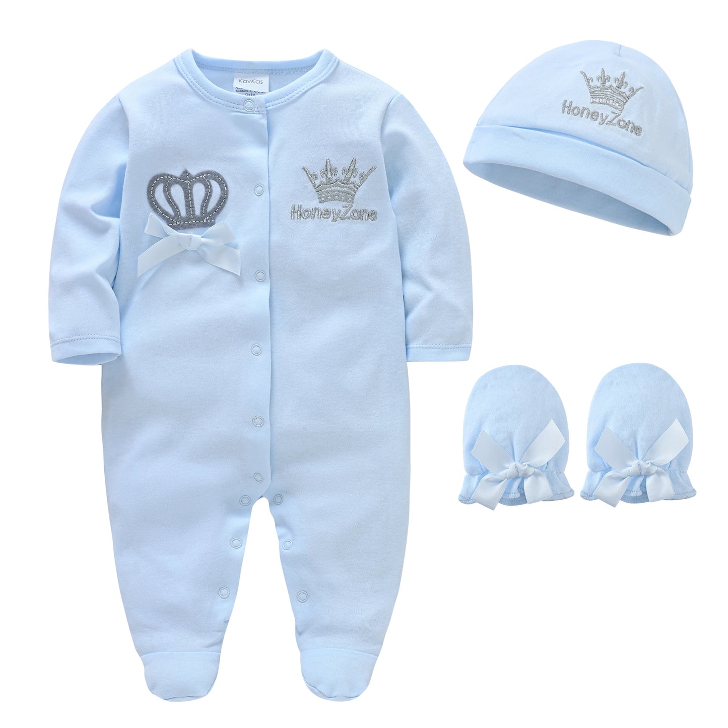 4 Pcs Baby Clothing Set, Newborn Boys Jumpsuit, Hat, Mittens & Pink Romper for 0-9 Months