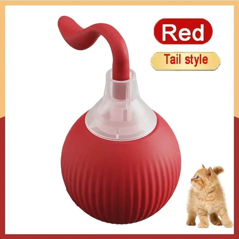 Rechargeable Cat Toy Automatic Rolling Ball with Simulated Tail Electric Pet Interactive Toy for Cats & Dogs