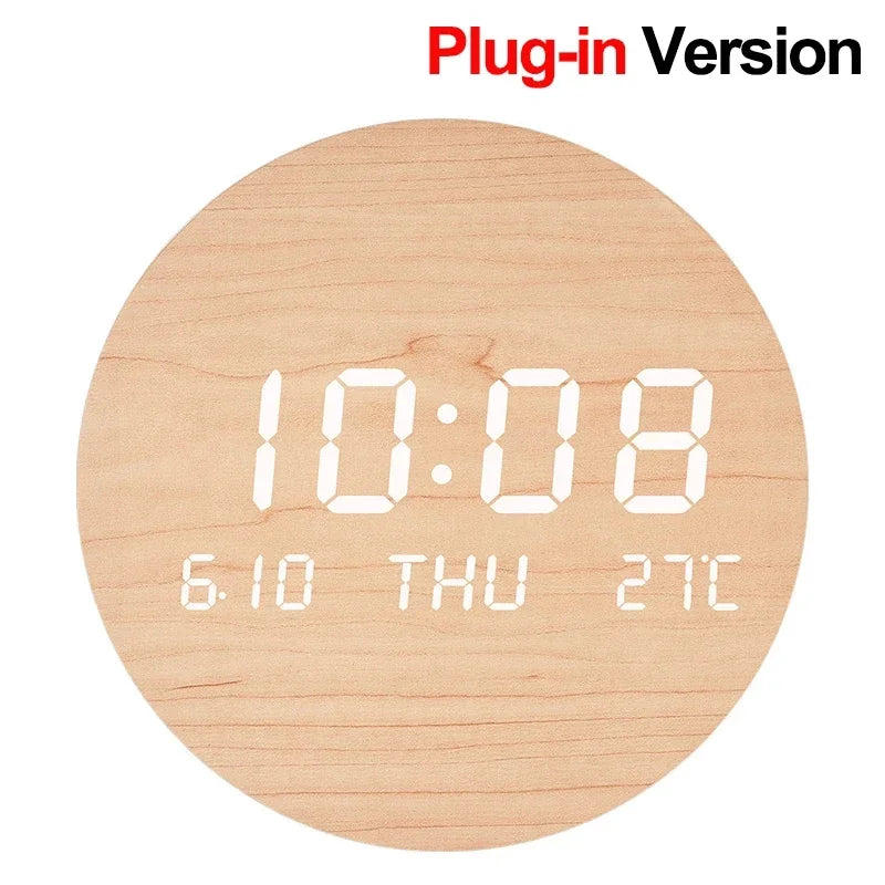 LED Digital Wall Clock - Multi-Function Display with Temperature, Date, and Time for Living Room & Bedroom