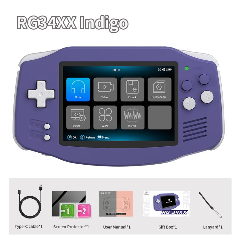 ANBERNIC RG34XX Retro Handheld Game Console - 3.4" IPS, 64-bit Linux, 3500mAh, WIFI & Bluetooth, Video Gaming Player