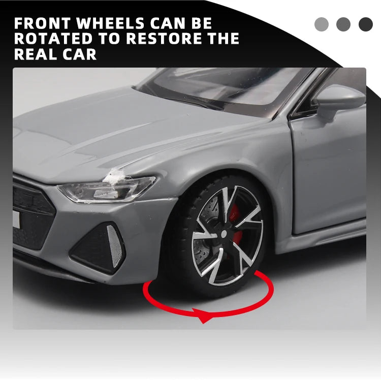 1/32 RS6 Alloy Diecast Toy Car Model with Sound, Light, and Opening Doors - Vehicle Collection for Boys and Adults, Festival Gift