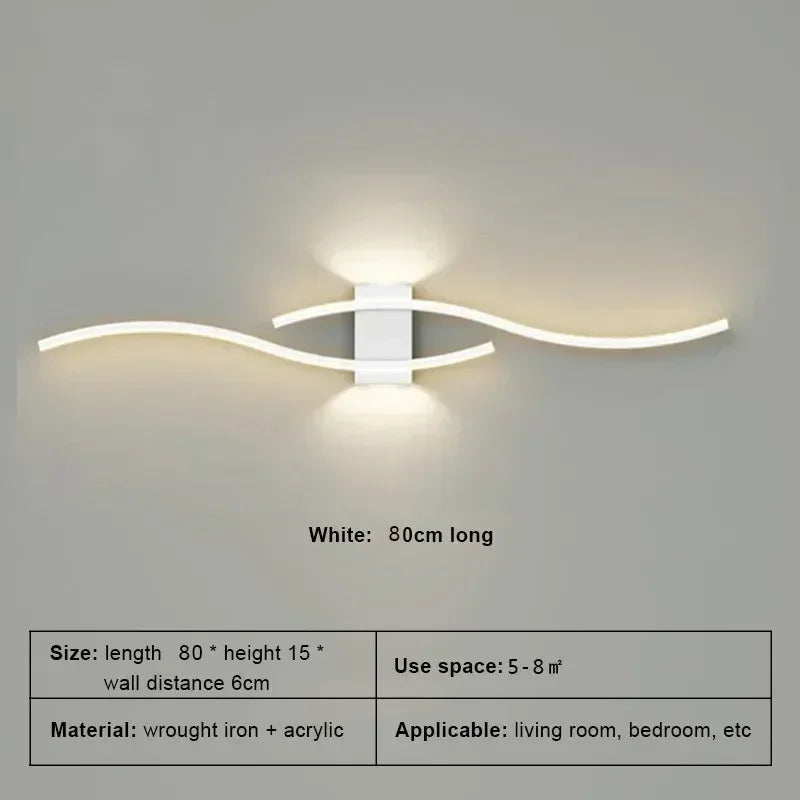Modern LED Wall Lamp - Long Strip Decorative Lighting for Bedroom, Living Room & TV Background
