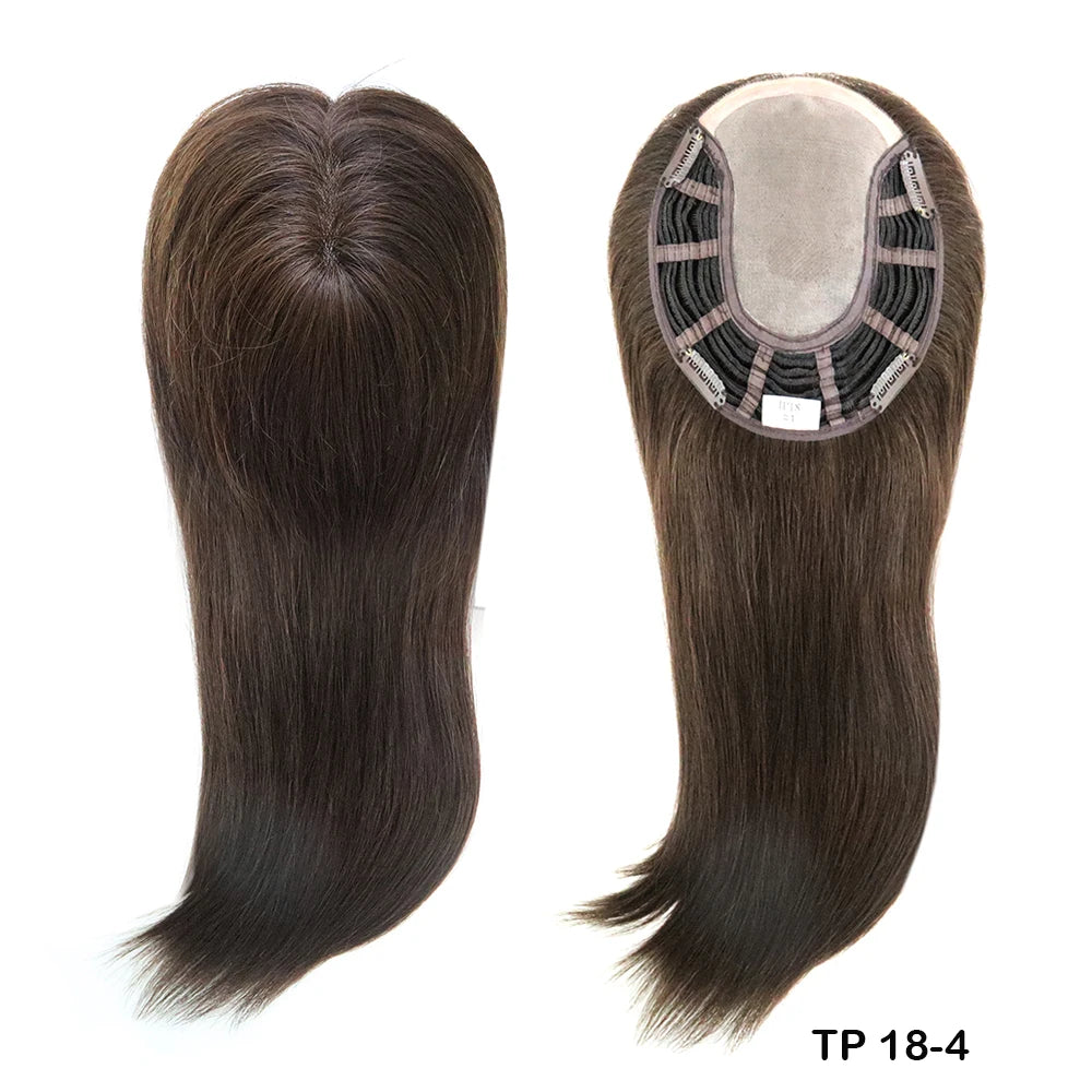 Alwayshair 14"-16" Straight Human Hair Clip-in Topper for Women 120% Density