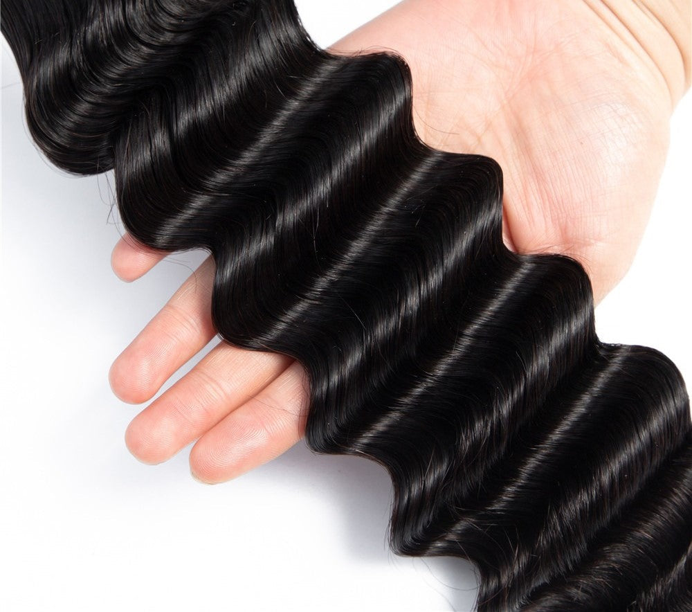 Fancy Deep Wavy Fumi Human Hair bundles with 4x4 Closure