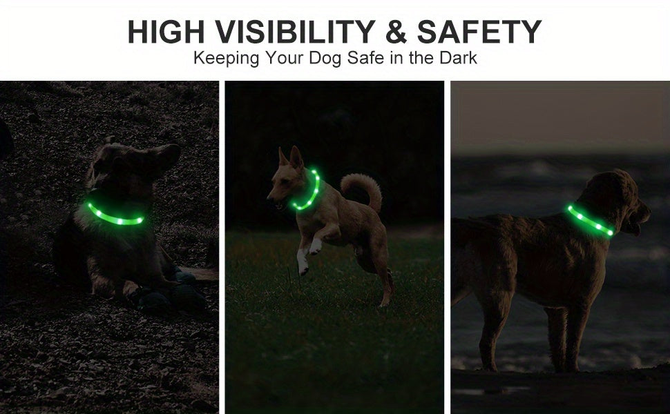 Joytale LED Pet Collar, USB Rechargeable Glowing Lighted Up, Adjustable Safety for Dogs & Cats, Silicone Material, 3 Light Modes, Ideal for Halloween & Christmas Gifts