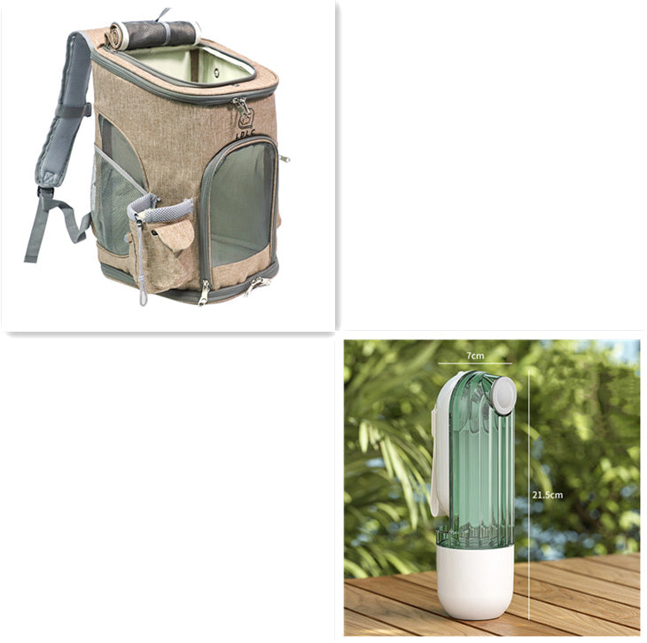 2-in-1 Green Pet Water Cup for Dog Walking and Feeding