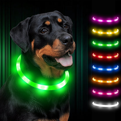 Joytale LED Pet Collar, USB Rechargeable Glowing Lighted Up, Adjustable Safety for Dogs & Cats, Silicone Material, 3 Light Modes, Ideal for Halloween & Christmas Gifts