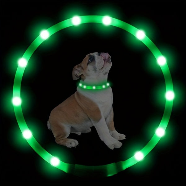 Joytale LED Pet Collar, USB Rechargeable Glowing Lighted Up, Adjustable Safety for Dogs & Cats, Silicone Material, 3 Light Modes, Ideal for Halloween & Christmas Gifts