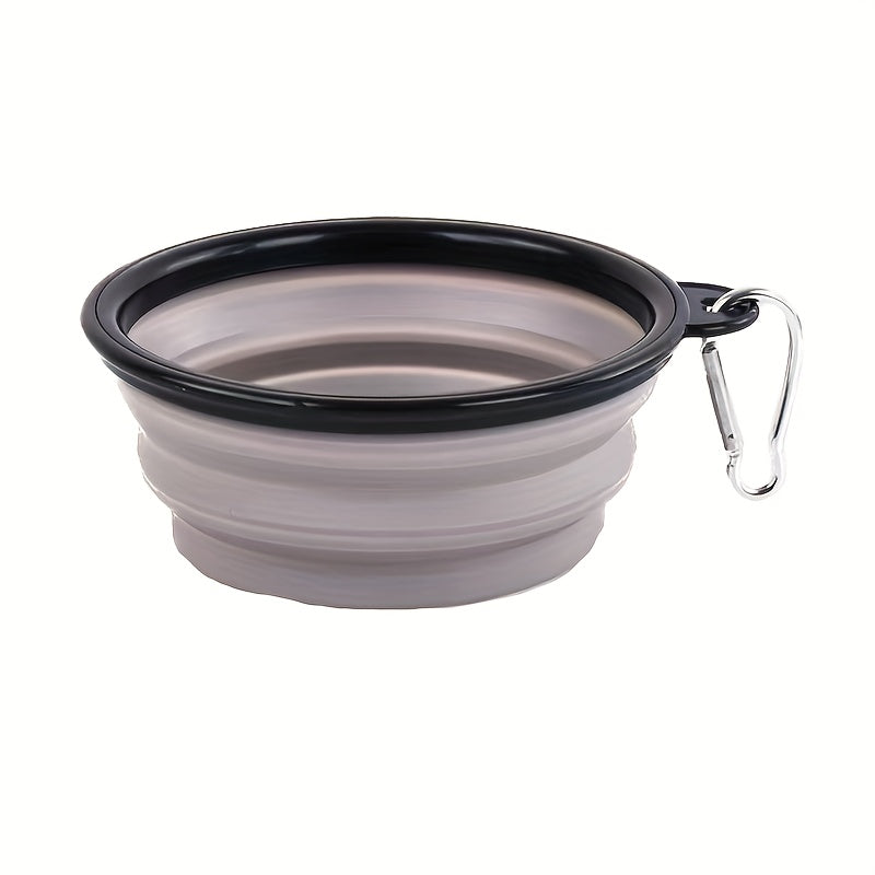 Portable Foldable Pet Bowl with Black Frame, 11.83oz TPR Dog Food Dish for Outdoors
