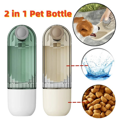 2-in-1 Green Pet Water Cup for Dog Walking and Feeding