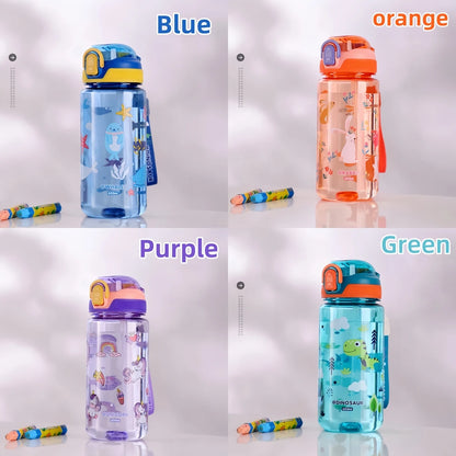600ml Dinosaur Water Bottle for Kids, Leakproof Sippy Cup with Silicone Straw