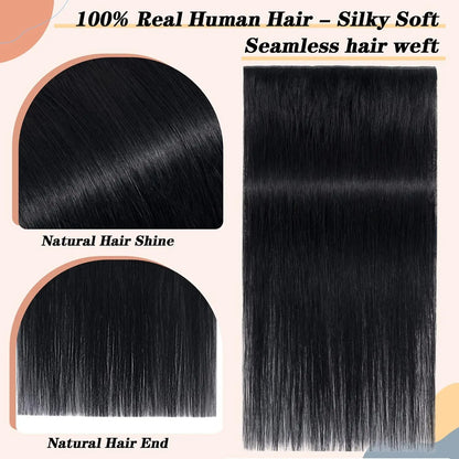 100% Brazilian Remy Clip-In Hair Extension - Natural Straight Invisible One-Piece