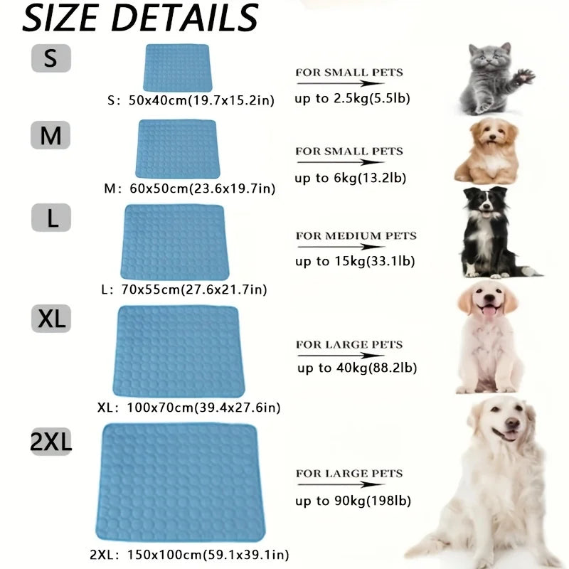 Dog Cooling Mat & Cat Ice Pad Blanket – Extra Large Summer Cold Bed for Pets