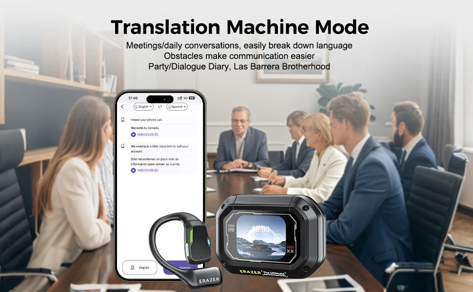 Erazer XP6 AI Translator Earbuds - Wireless Gaming Headset with Equalizer App & Waterproof Bluetooth Earphones