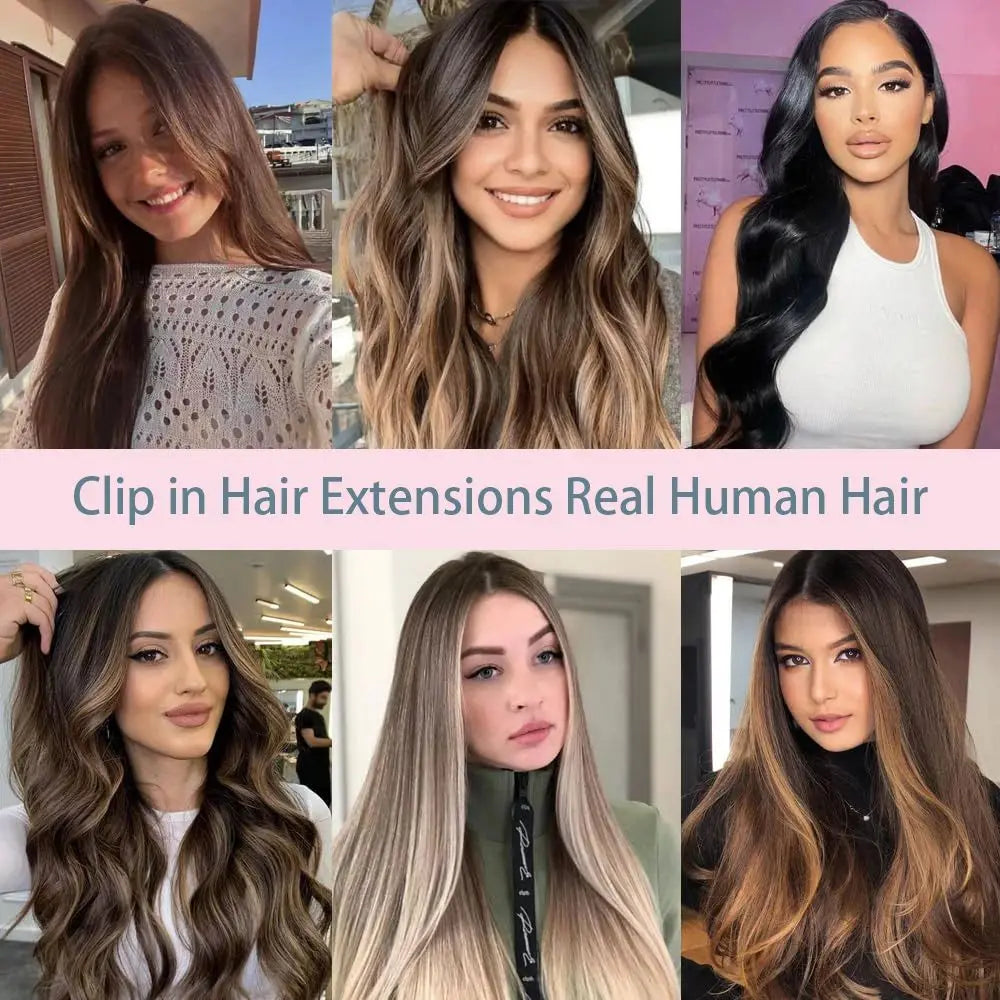 100% Brazilian Remy Clip-In Hair Extension - Natural Straight Invisible One-Piece