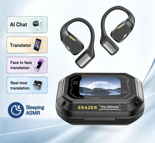 Erazer XP6 AI Translator Earbuds - Wireless Gaming Headset with Equalizer App & Waterproof Bluetooth Earphones