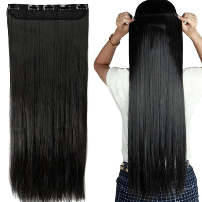 100% Brazilian Remy Clip-In Hair Extension - Natural Straight Invisible One-Piece
