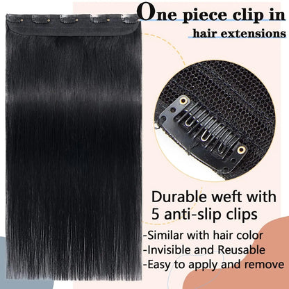 100% Brazilian Remy Clip-In Hair Extension - Natural Straight Invisible One-Piece