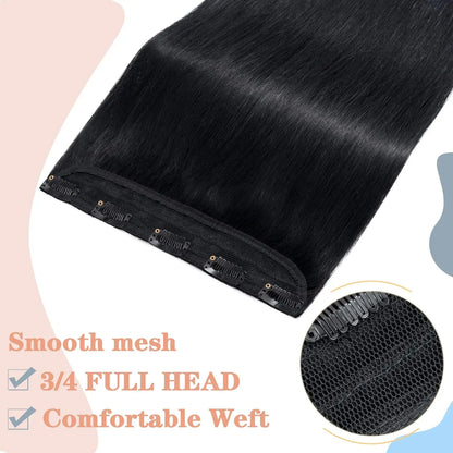 100% Brazilian Remy Clip-In Hair Extension - Natural Straight Invisible One-Piece