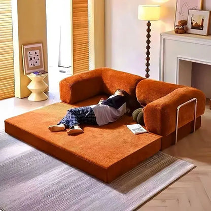European Retro High-End Corduroy Sofa Bed, Foldable & Customizable Living Room Furniture