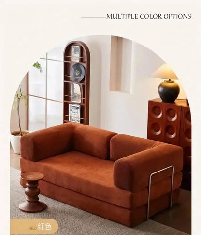 European Retro High-End Corduroy Sofa Bed, Foldable & Customizable Living Room Furniture