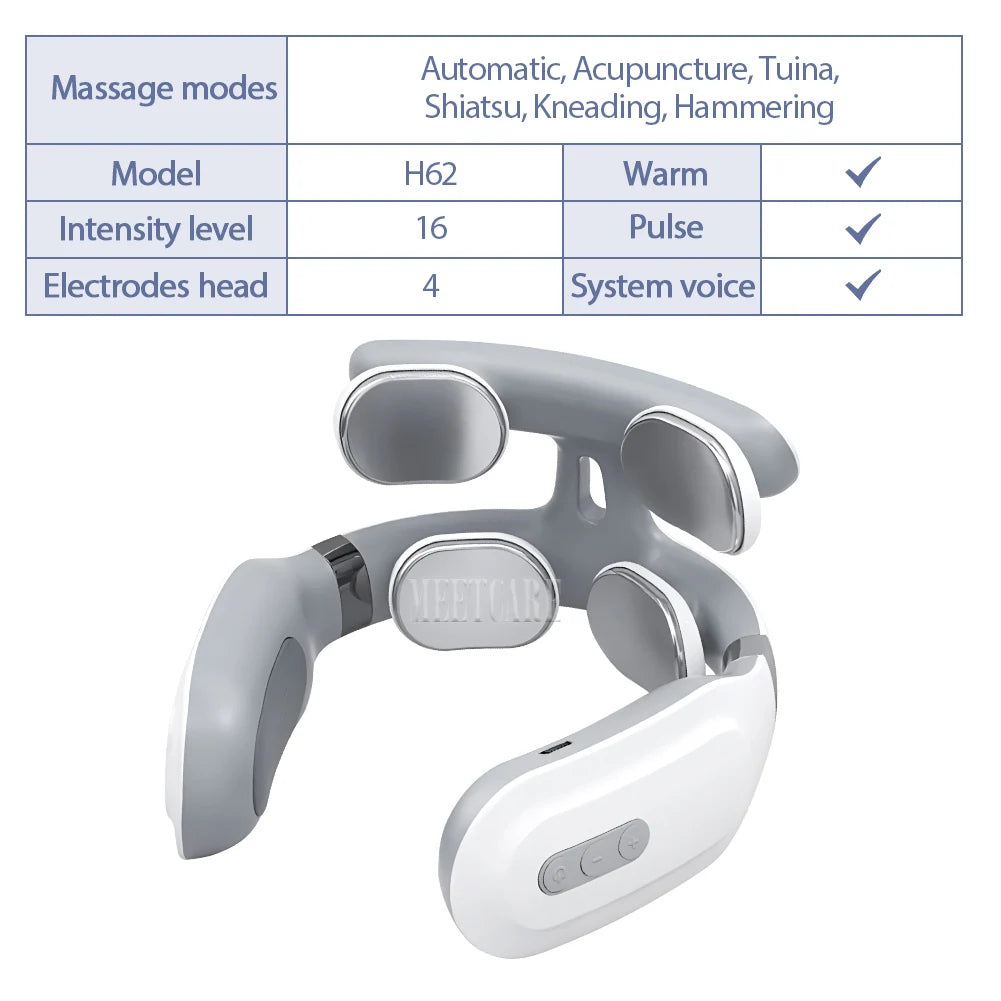TENS Pulse Wireless Back & Neck Massager - Smart Heating Pain Relief for Shoulders & Muscles