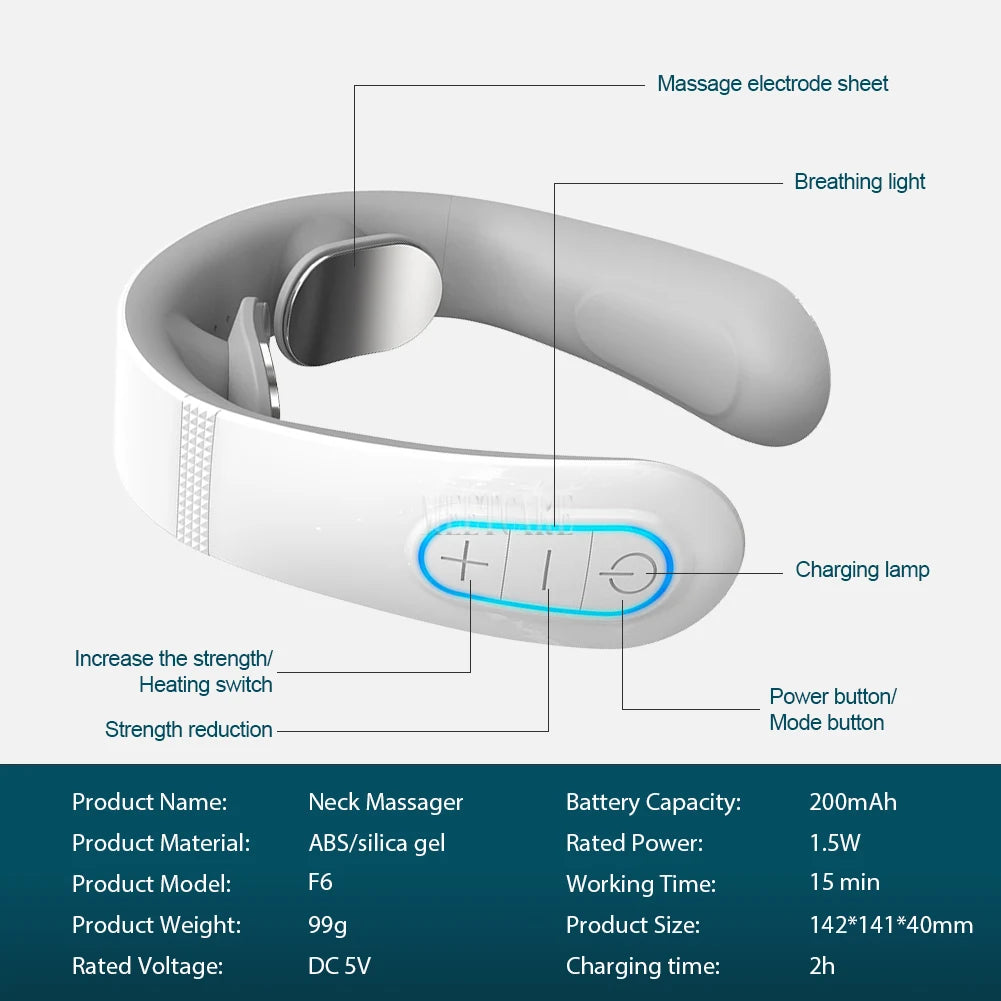 TENS Pulse Wireless Back & Neck Massager - Smart Heating Pain Relief for Shoulders & Muscles