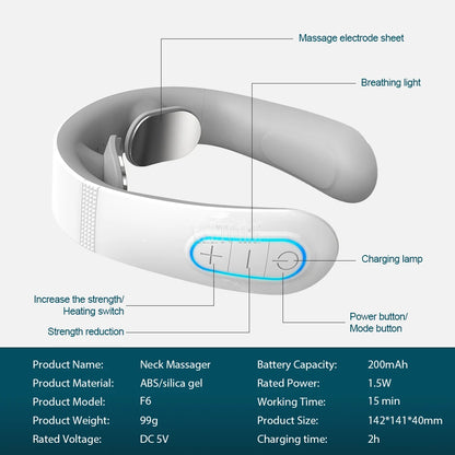 TENS Pulse Wireless Back & Neck Massager - Smart Heating Pain Relief for Shoulders & Muscles