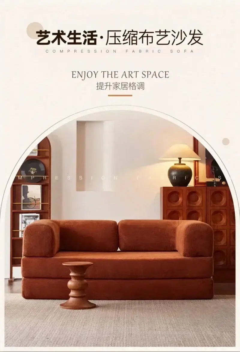 European Retro High-End Corduroy Sofa Bed, Foldable & Customizable Living Room Furniture