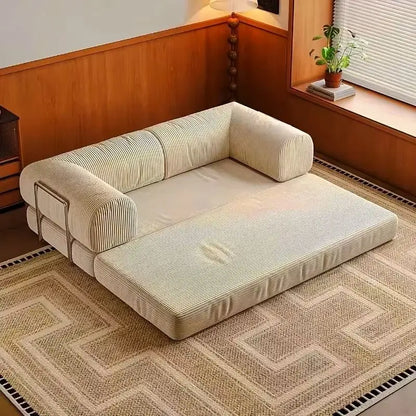 European Retro High-End Corduroy Sofa Bed, Foldable & Customizable Living Room Furniture