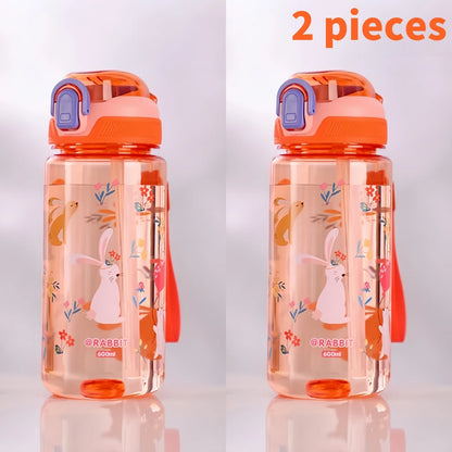 600ml Dinosaur Water Bottle for Kids, Leakproof Sippy Cup with Silicone Straw