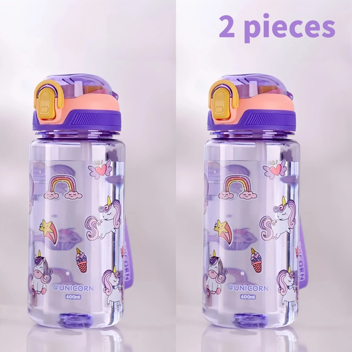 600ml Dinosaur Water Bottle for Kids, Leakproof Sippy Cup with Silicone Straw