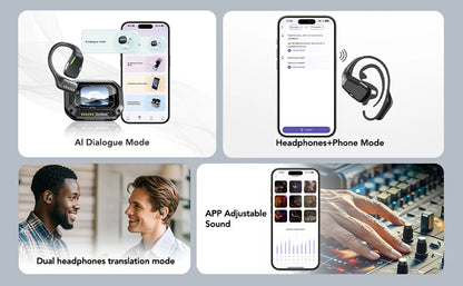 Erazer XP6 AI Translator Earbuds - Wireless Gaming Headset with Equalizer App & Waterproof Bluetooth Earphones