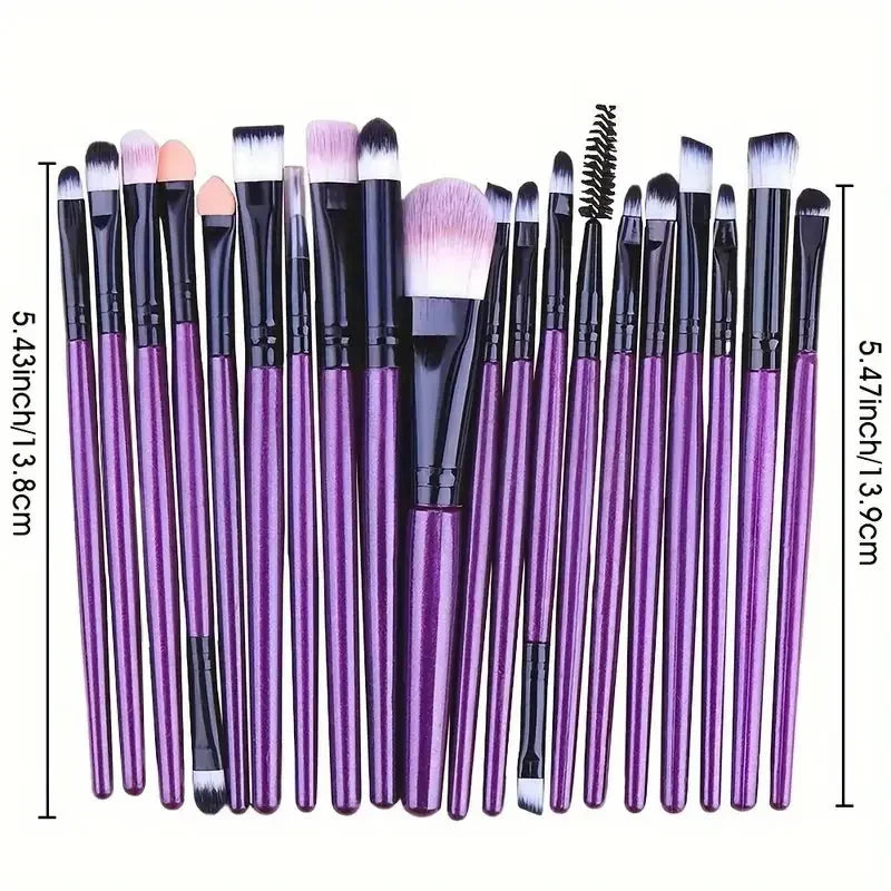 20Pcs Makeup Brush Set – Eyeliner, Blending, Foundation, and Cheek Brushes for Cosmetics