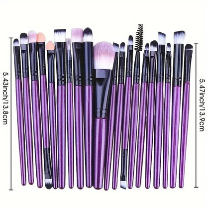 20Pcs Makeup Brush Set – Eyeliner, Blending, Foundation, and Cheek Brushes for Cosmetics
