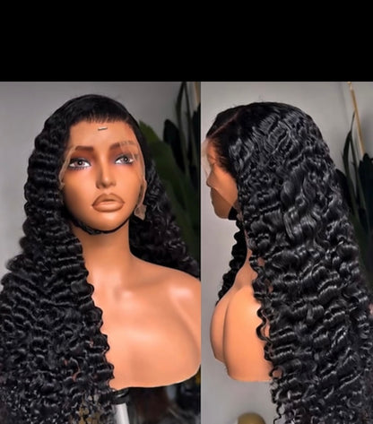 Brazilian Human Hair Silk Base Lace Front Wigs Virgin Hair Water Wave