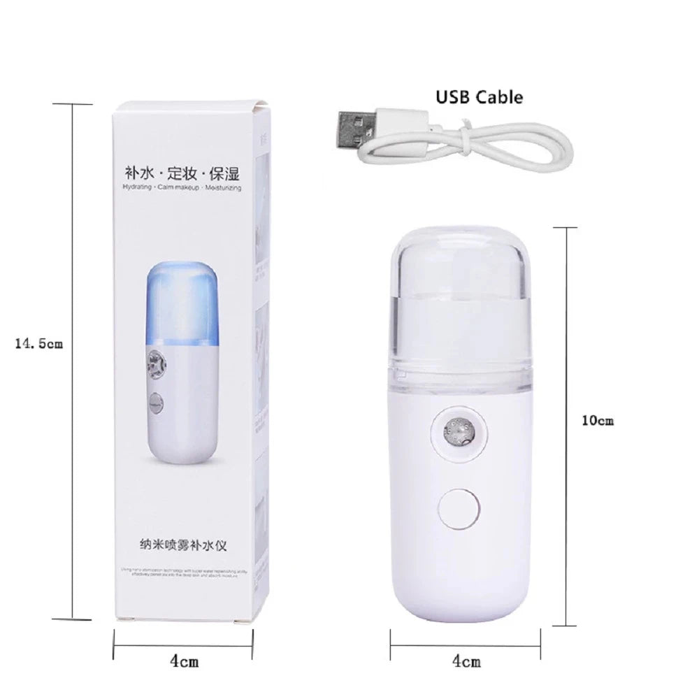 USB Mist Facial Sprayer - Rechargeable Humidifier & Nebulizer for Moisturizing Face Skin Care