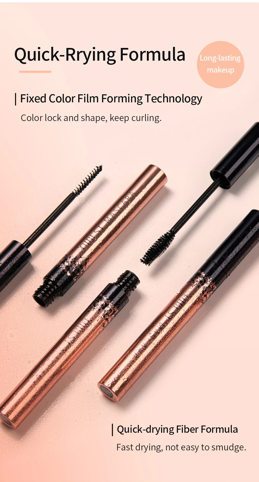 QIBEST 4D Black Mascara - Lengthening & Volume Waterproof Eyelash Makeup