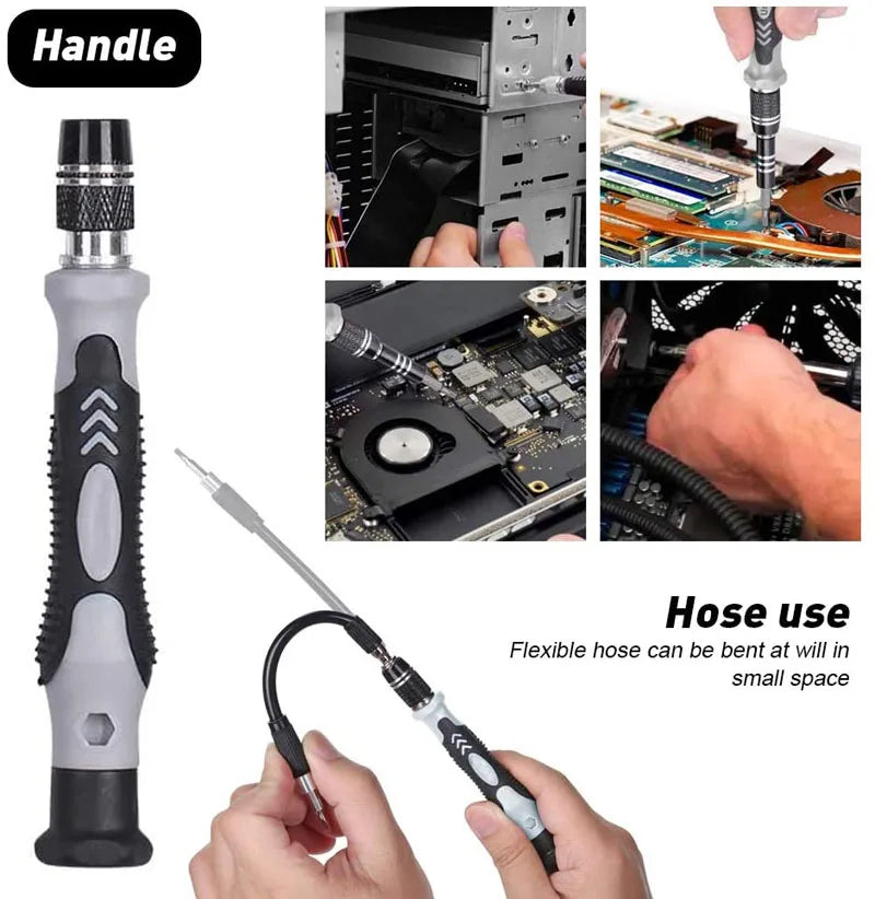 Labor-Saving Ratchet Screwdriver Set, Household Magnetic Toolbox with Torx Bits