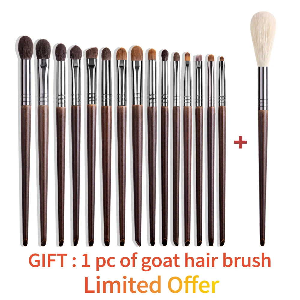 OVW Natural Goat Hair Makeup Brush Set - Professional Blending, Smudging & Shader Kit