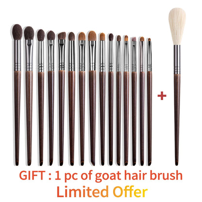 OVW Natural Goat Hair Makeup Brush Set - Professional Blending, Smudging & Shader Kit