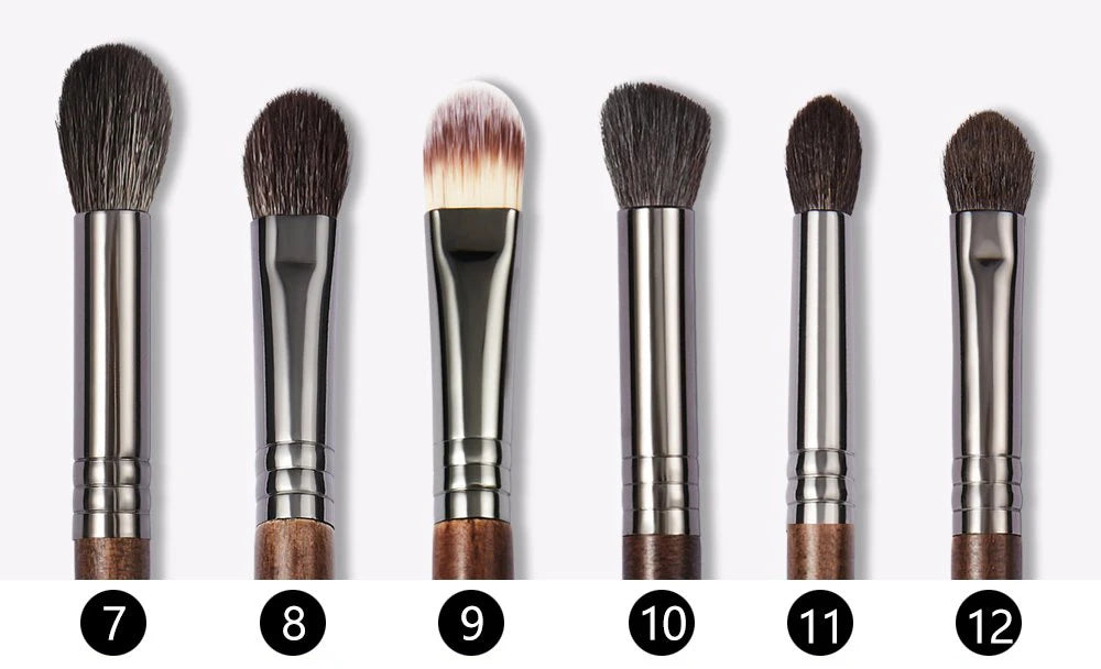 OVW Natural Goat Hair Makeup Brush Set - Professional Blending, Smudging & Shader Kit