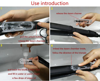 Steam Hair Straightener Professional Ceramic Vapor Flat Iron 450℉ with Argan Oil Treatment Hair Care Tool
