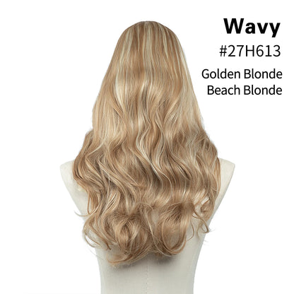 Synthetic U-Part Clip-in Blonde Hair Extensions Long Straight 16"-24"