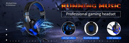Professional LED Light Wired Gaming Headphones with Microphone, Bass Stereo PC/PS4/PS5/Xbox Gaming Headset