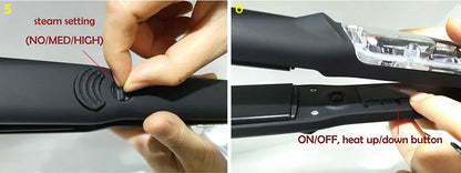 Steam Hair Straightener Professional Ceramic Vapor Flat Iron 450℉ with Argan Oil Treatment Hair Care Tool