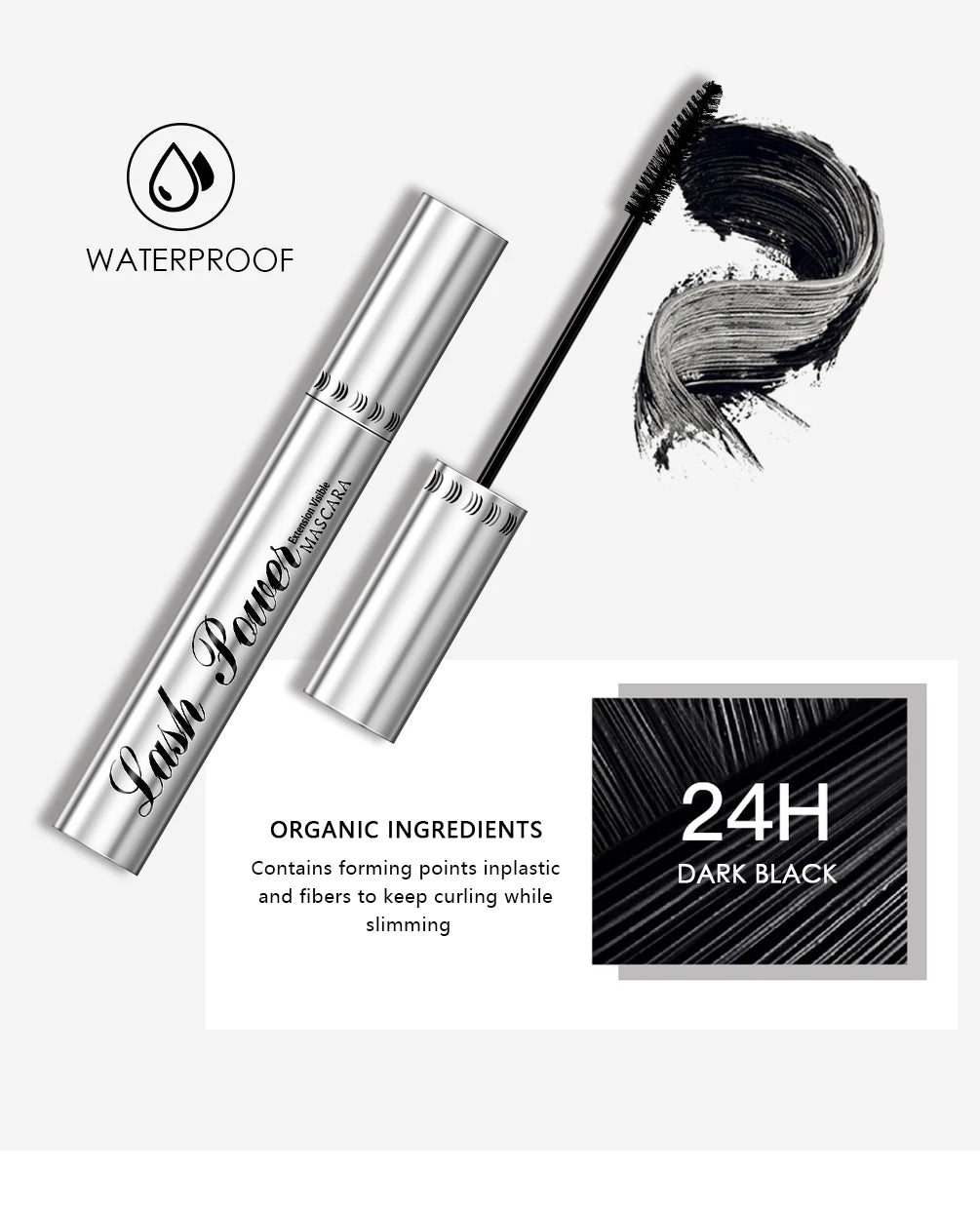 QIBEST 4D Black Mascara - Lengthening & Volume Waterproof Eyelash Makeup